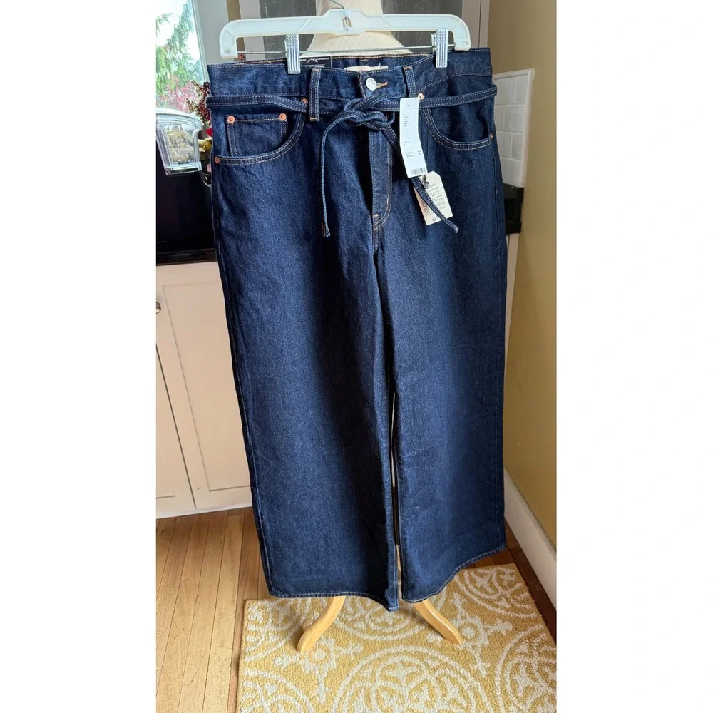 Levis Premium Straight Jeans Mens 30x31 Dark Wash Mid Rise Loose Fit A87010007